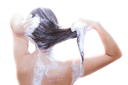 Woman washing her hair