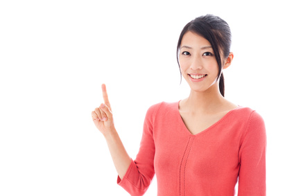 attractive asian woman on white background